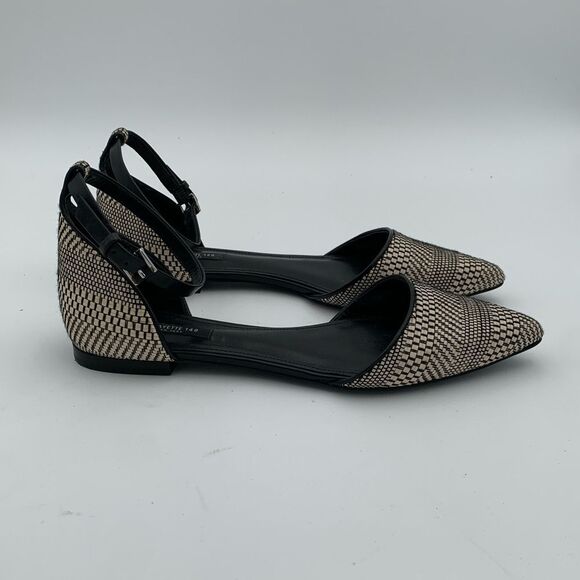 Lafayette 148 New York D’Orsay Black and Cream Patterned Flats Womans size 8/38 - Picture 4 of 13